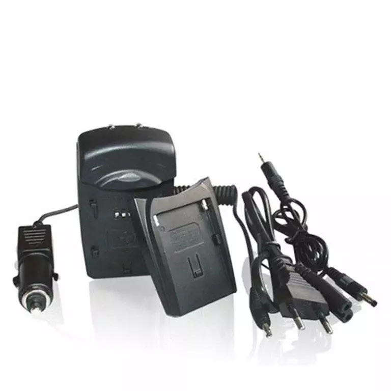 Foto- ja videokaamera akulaadija komplekt (mudelispetsiifilise adapterplaadiga)